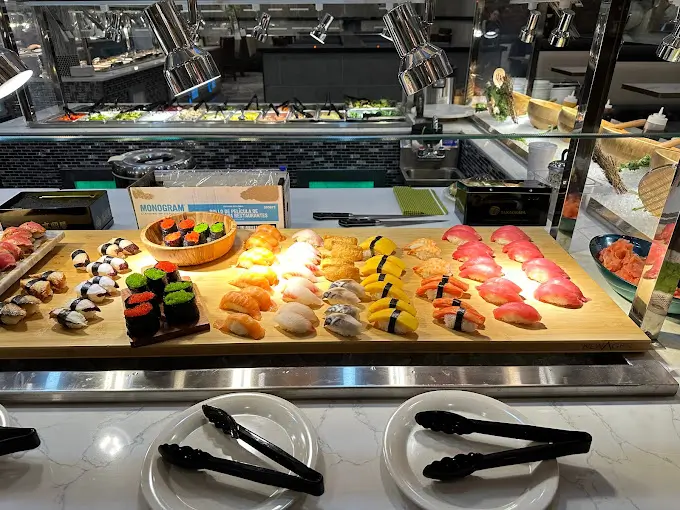 Diverse nigiri & maki at a vibrant sushi buffet station at Number 1 Buffet, a Buffet Restaurant in Avondale